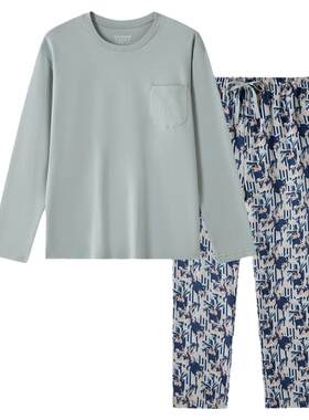 舒雅男士纯棉双面布家居服套装