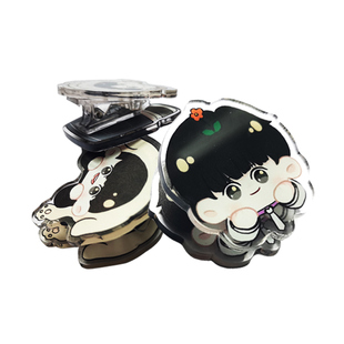 亚克力pp夹子定制卡通透明摆件夹子桌面留言夹可爱便签照片夹名片