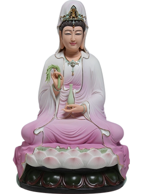 锵锵陶瓷多尺寸慈颜观音坐像梵彩