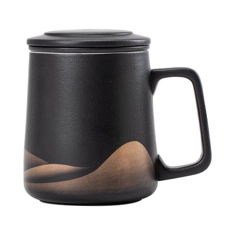 简约茶水分离泡茶杯个人专用办公杯带盖过滤水杯马克杯子定制logo