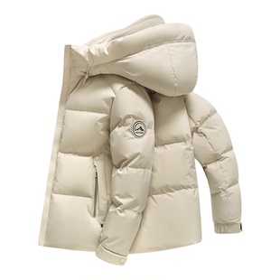 鸭鸭品牌羽绒服男短款冬季加厚2025年新款连帽保暖官方旗舰店外套