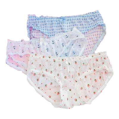 网纱软妹甜美风草莓透明少女内裤