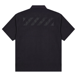 OFF-WHITE™情侣装新款纯色短袖衬衫简约有型宽松翻领排扣上衣