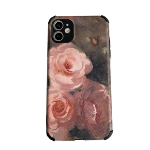 复古玫瑰花油画手机壳苹果17pro/16/15适用小米17华为p70Pura80mate70荣耀300nova13防摔贴皮软壳艺术感x300