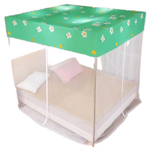 单蚊帐家用三门宫廷落地拉链款包床防尘顶纱帐1.5cm180*220无支架