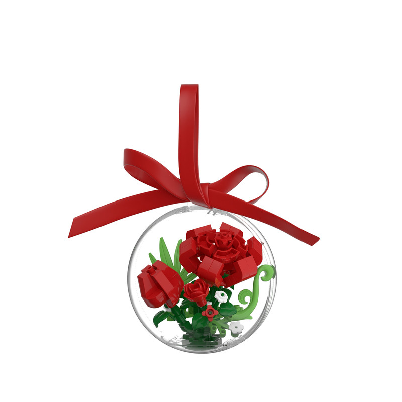 益智向日葵玫瑰拼装积木花束