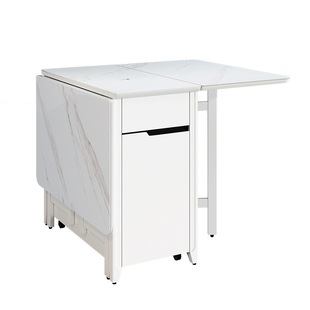 实木折叠餐桌小户型岩板餐桌椅组合可移动折叠桌家用客厅吃饭桌子