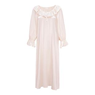 MANITO/曼尼陀Echoes桑蚕丝连衣裙 木耳边八分袖睡裙家居裙宽松版