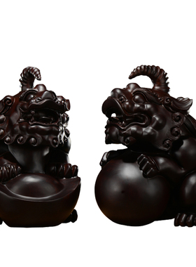 刺史木雕独角貔貅摆件