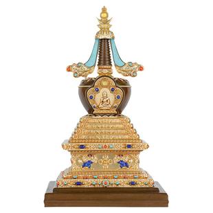 慧宝铜制菩提塔摆件宝塔客厅桌面佛前佛堂供佛塔供奉舍利塔7/12寸