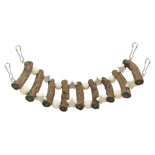 鹦鹉爬梯站杆秋千鸟笼装饰藤球啃咬磨牙解闷玩具牡丹虎皮木质吊桥