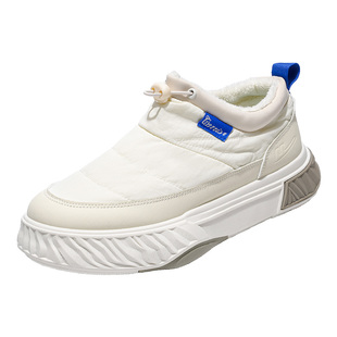 回力帆布男鞋冬季加绒保暖棉鞋休闲防水面包小白板鞋一脚蹬雪地靴