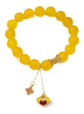 【Y家原创】招财天然黄色玛瑙水晶手链小众精致礼物旺财运聚财