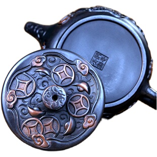 正宗云南紫陶双金蟾紫陶浮雕壶手工雕刻功夫深雕陶制茶壶家用陶瓷