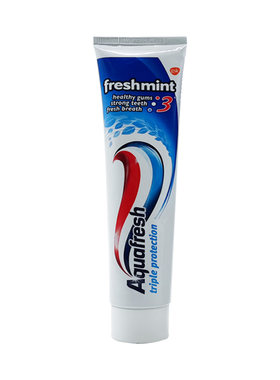 丹麦进口意大利Aquafresh 三色牙膏去口臭男女去黄口气清新75ml