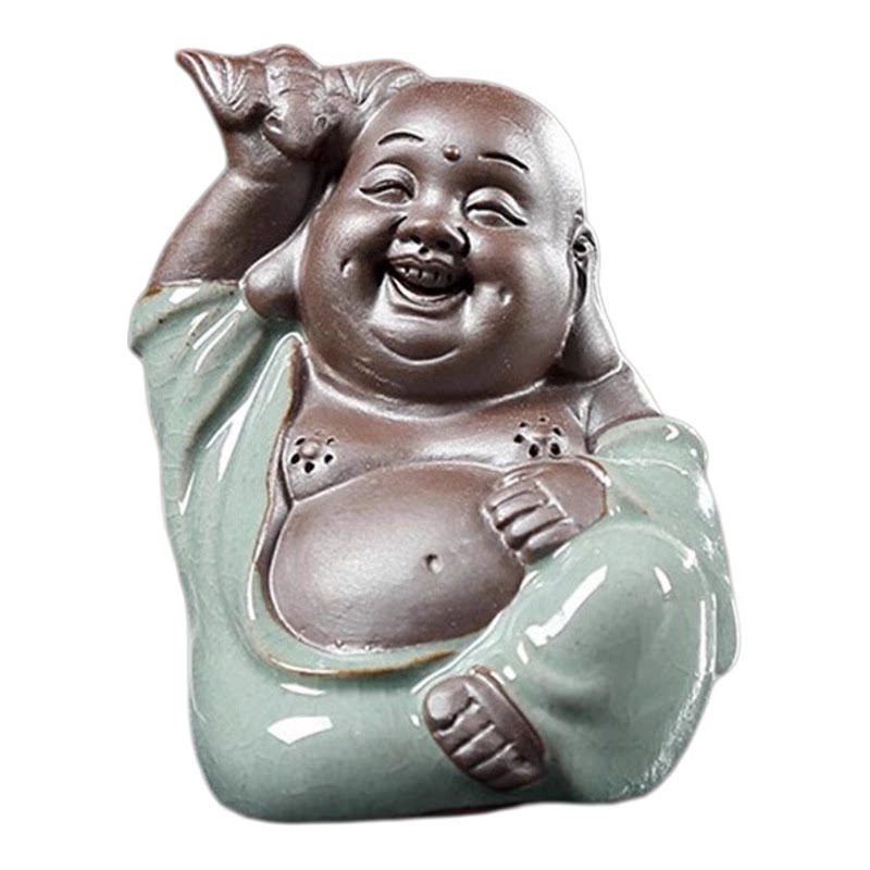 哥窑茶宠弥勒佛茶台装饰摆件