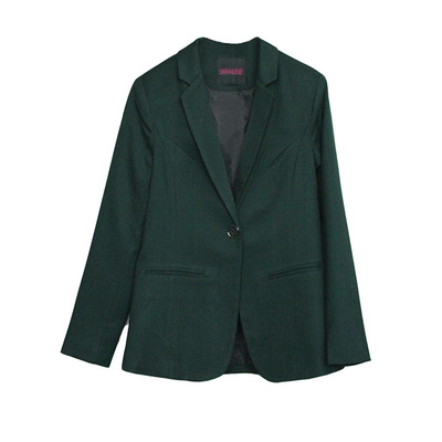 2026春秋新款小西装外套修身长袖休闲西服职业时尚墨绿色女士上衣