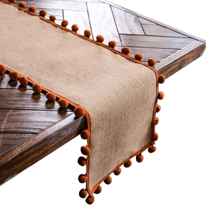 简朴复古风餐桌旗自然色黄麻编织餐边柜旗民宿酒店装饰玄关盖巾