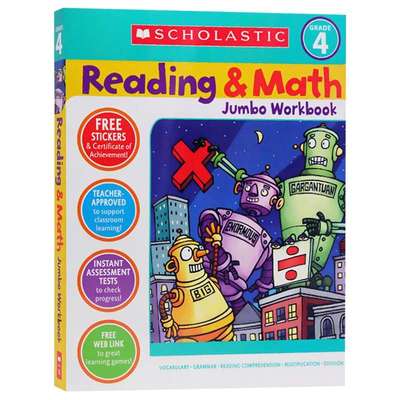 学乐四年级英语阅读与数学练习册 英文原版教材 Scholastic Reading Math Jumbo Workbook Grade 4 英文版进口原版英语书籍