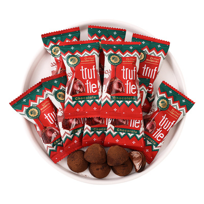 圣诞节糖果松露形黑巧克力创意