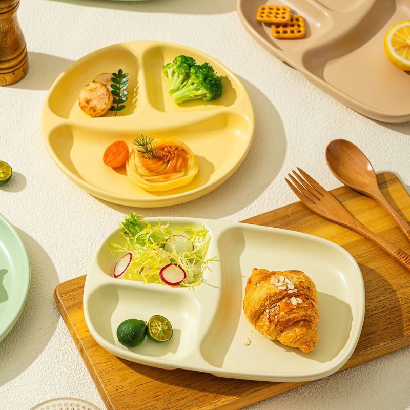 ins陶瓷定量分格盘子211分隔餐盘值减儿童风脂颜奶油高餐盘餐具分