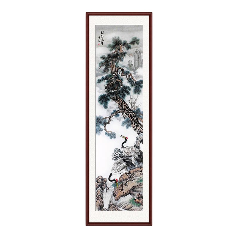 纯手绘手工国画名家工笔画别墅大堂巨幅水墨画真迹松鹤延年松风瑞
