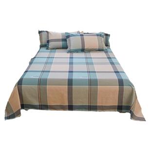 简约条格100纯棉床单单件230x250cm双人床学生宿舍全棉被单三件套