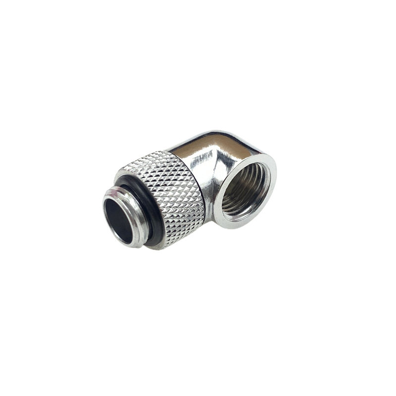 电脑水冷 90度旋转弯头 360度旋转 2分螺纹G1/4 90°圆款旋转接头