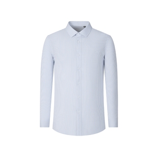 SHANSHAN杉杉液氨免烫衬衫男款长袖秋季男式衬衣商务条纹衬衫男士