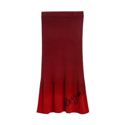 Desigual25秋冬新品吊染渐变针织坑条logo绣花鱼尾半身裙