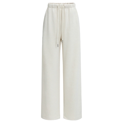 Basic House/百家好窄版直筒休闲裤女2025秋季高腰垂感米白长裤子