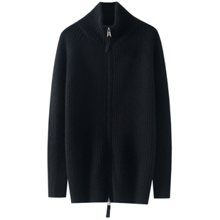 哇！这版型太爱了！小中长款加厚100%纯山羊绒拉链开衫女高领外套