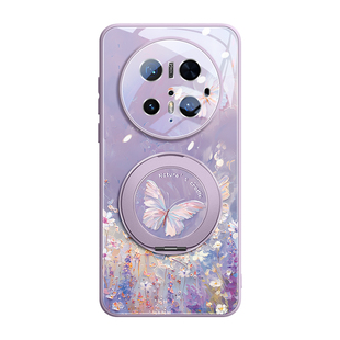 油画蝶GGUU适用华为mate70手机壳mate70pro套mate新款60高级感玻璃50全包带挂绳+的女magsafe磁吸车载支架外