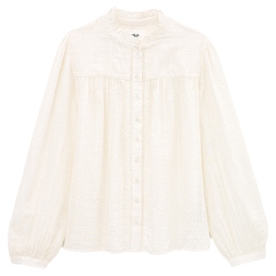 【2件8折】bash春季法式复古灯笼袖白衬衫气质女士上衣1H25MELO