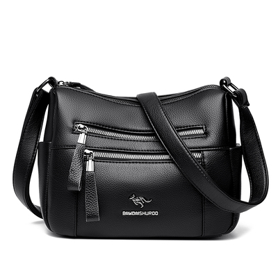 袋鼠正品真皮女包牛皮斜挎包