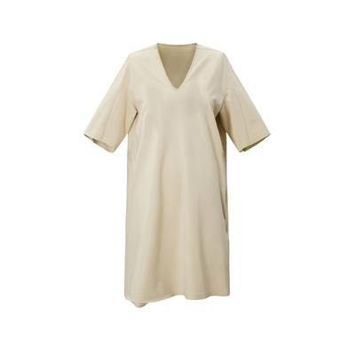 【迅系列】LESS夏季裙子女休闲简约V领中长款短袖连衣裙2N4G14310