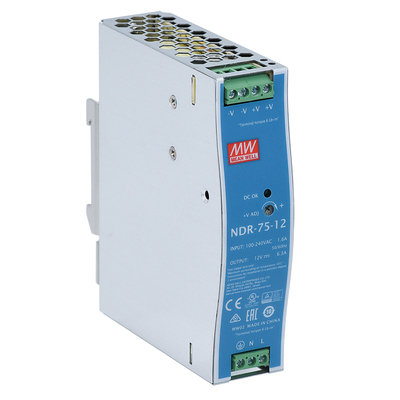 明纬NDR75W导轨式电源12v24v48v