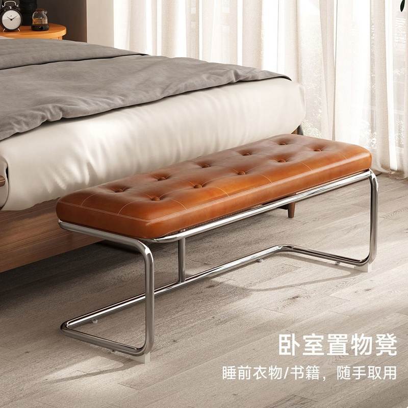 长条凳床尾凳轻奢高级感艺术长条床边凳创意简约家用门口可坐鞋凳