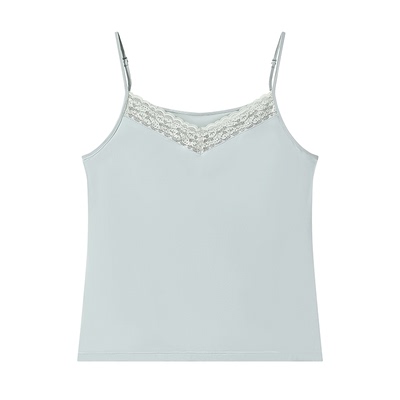 吊带上衣前V领蕾丝冰丝