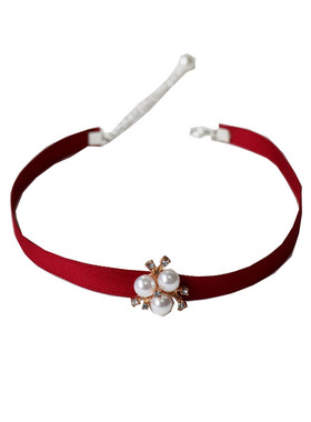 秋冬新珍珠锁骨链轻复古丝绒带女