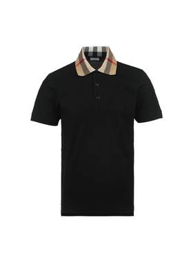 【自营】BURBERRY/博柏利男士针织格纹翻领棉质短袖polo衫T恤商务