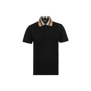 【自营】BURBERRY/博柏利男士针织格纹翻领棉质短袖polo衫T恤商务