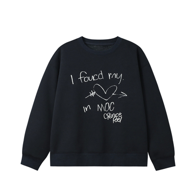 秋冬款减龄印花松弛感套头卫衣女