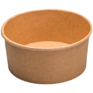 一次性纸碗牛皮纸沙拉碗带盖饭盒内托双格优质轻食打包碗圆形纸碗