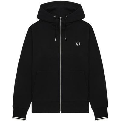 FRED PERRY男士休闲卫衣2025冬季连帽抽绳拉链开衫麦穗刺绣J7536