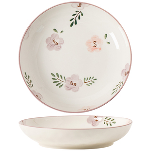 北欧创意陶瓷盘子菜盘家用2026新款釉下彩餐具套装小清新碟子深盘