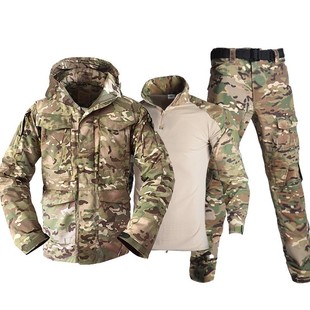 春俄军旅迷彩服套装男正版冲锋衣外套户外登山服美式m65战地风衣