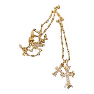 王嘉尔双十字架泰银吊坠竹节项链镀S925纯银嘻哈男士朋克霸气配饰