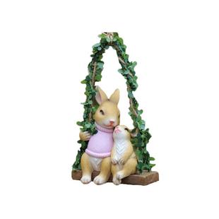 庭院户外树上挂件秋千兔子挂壁装饰创意田园动物树脂阳台造景摆件