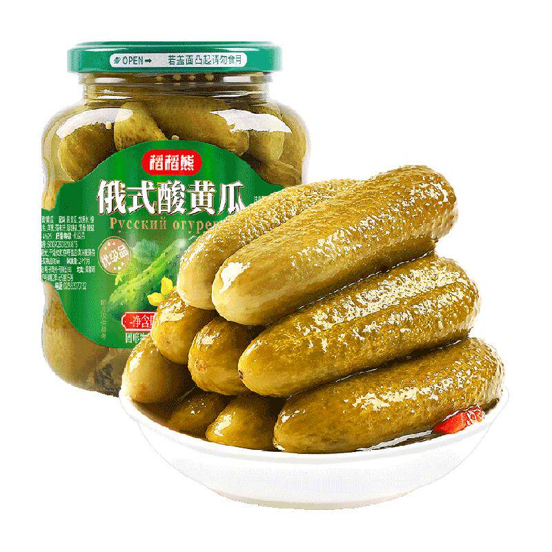 俄式酸黄瓜下饭菜开味即食青瓜汉堡沙拉下饭配菜罐头酱